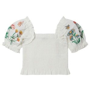 STELLA MCCARTNEY- FLOWER EMBROIDERED TOP - WHITE